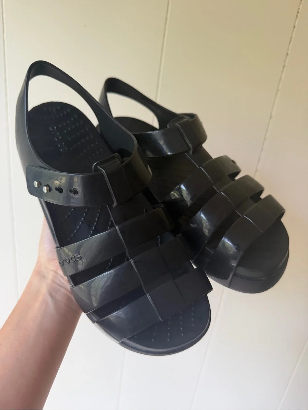 CROCS Black Jelly-Strap Sandals comfy summer
